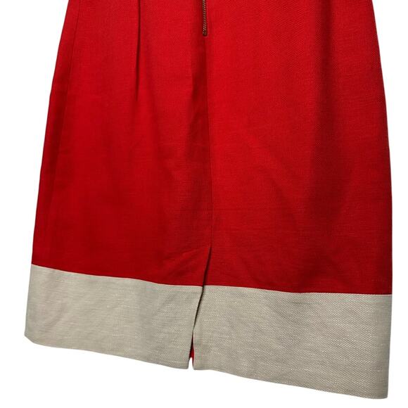 Kate Spade James Red Linen Colorblock V-Neck Sheath Dress Size 4 - Picture 3 of 6